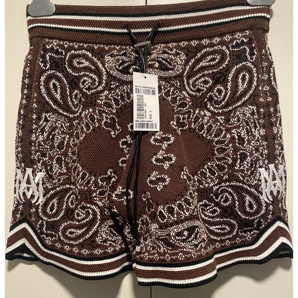 AMIRI Bandana Crochet Basketball Shorts Dark Brown size SMALL
